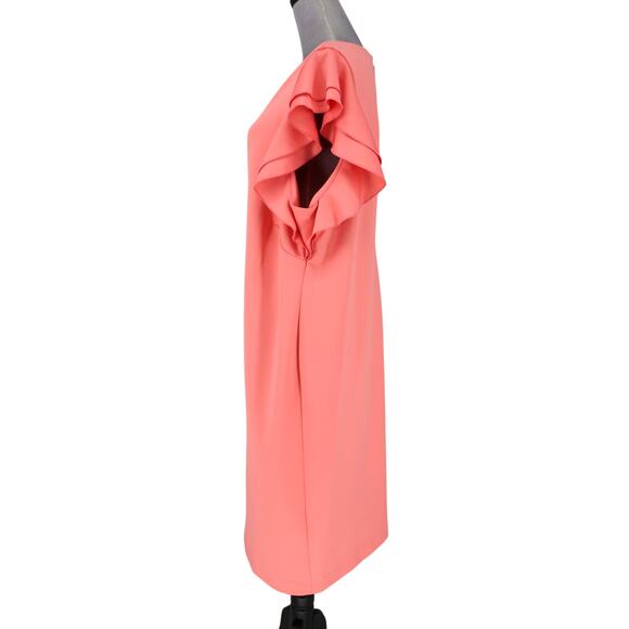 Tommy Hilfiger Dress Plus Size 22W Salmon Pink Stretch Knit Zip Flutter Sleeve - Picture 11 of 13